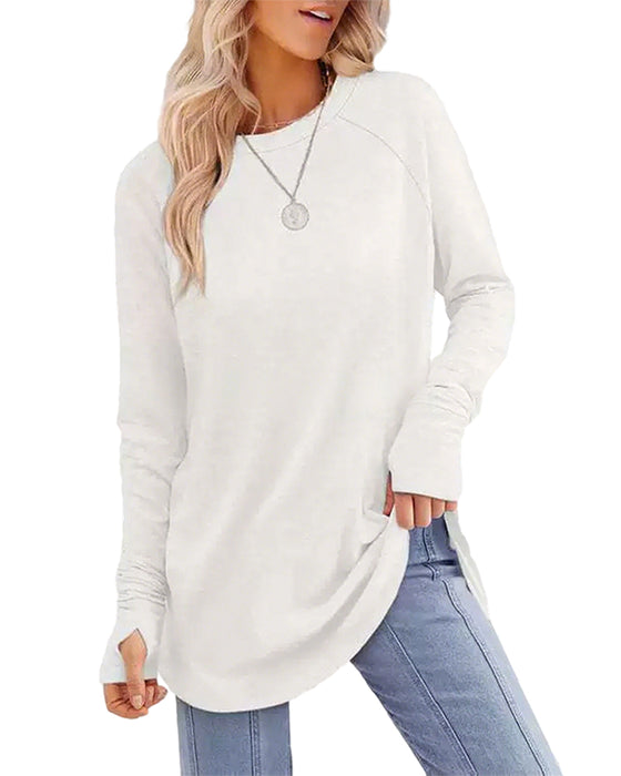 Rundhalsausschnitt Raglan Colorblock Langarmshirt