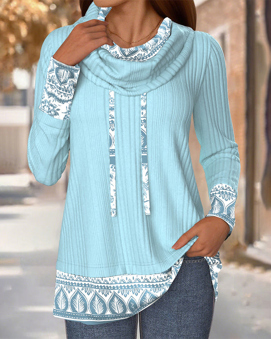 Sweatshirt Kapuzenausschnitt Kontrastfarbe Splice