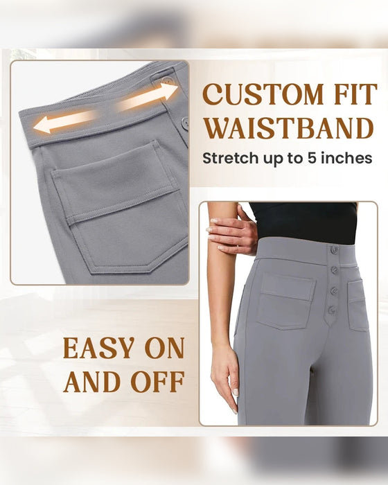 Hose High Waisted Knopfleiste Weites Bein