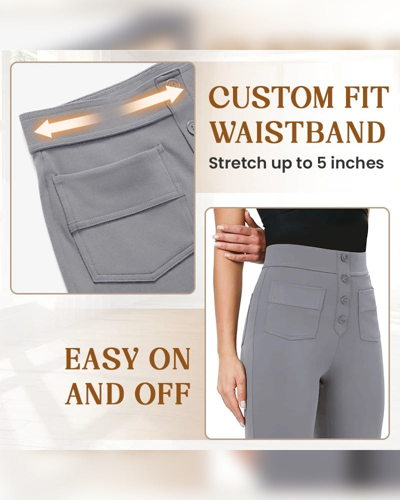 Hose High Waisted Knopfleiste Weites Bein