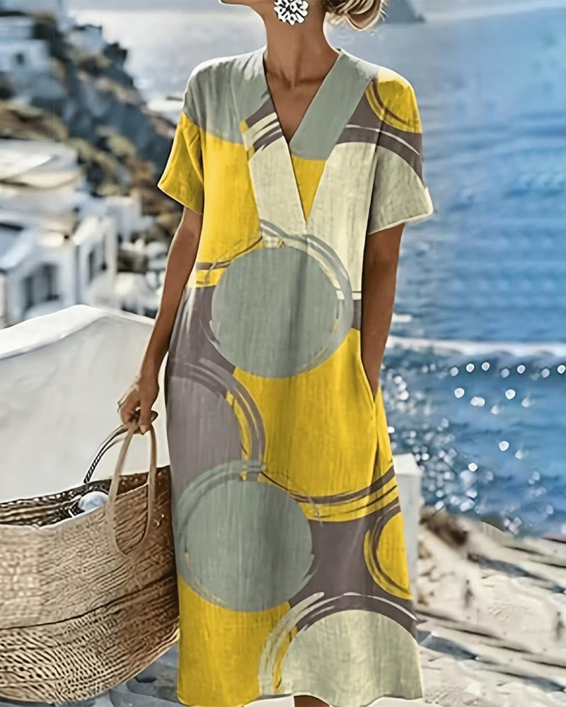 Kleid Colorblock Geometrischer Druck