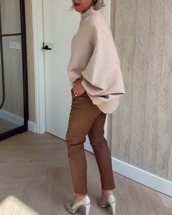 Strickjacke Stehkragen Fledermausärmel
