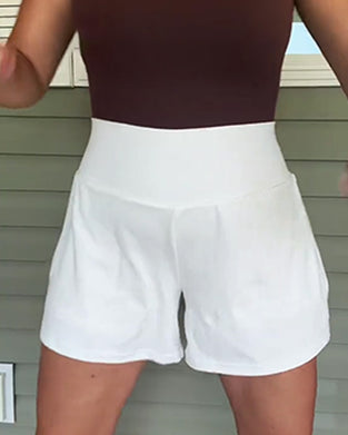 Shorts Hohe Taille Anti-Exposition Doppelt Lage Sport