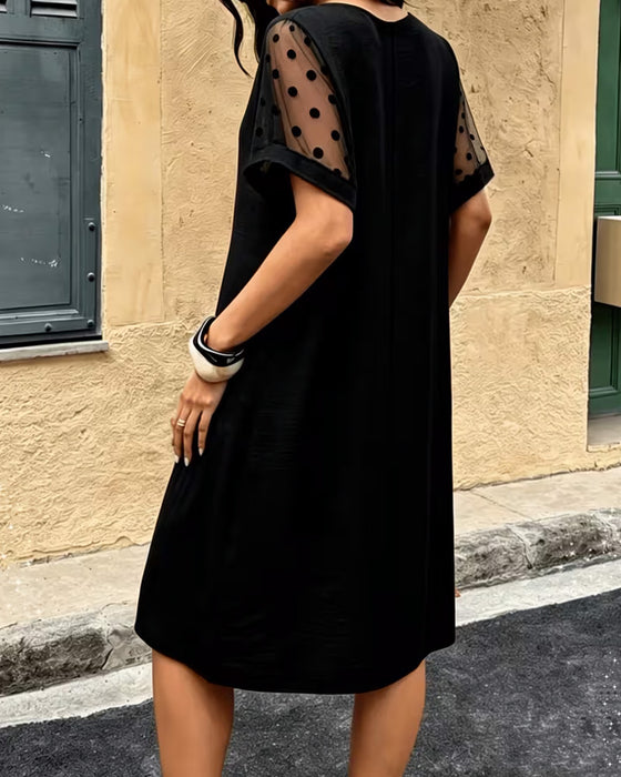 Kleid Quadrat‑Ausschnitt Kurzarm