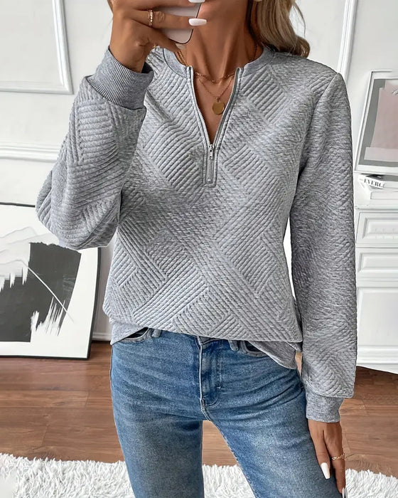 Sweatshirt Halbreißverschluss Casual Langarm