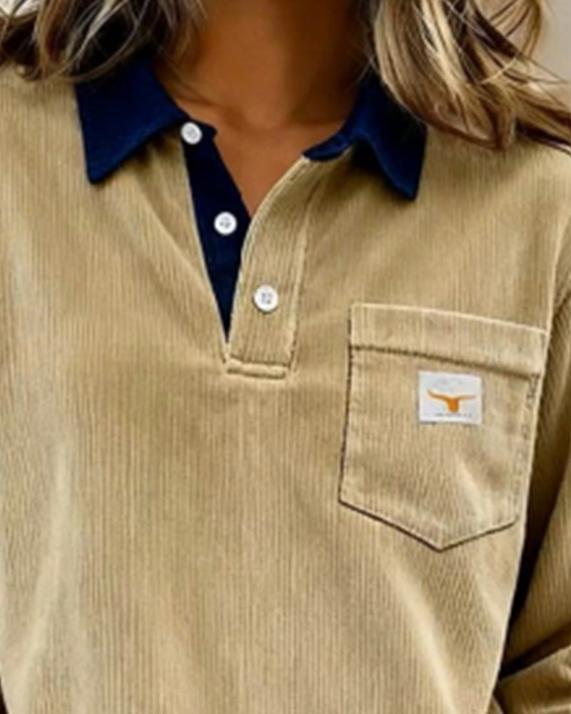 Modisches Sweatshirt mit Button-Down-Kragen