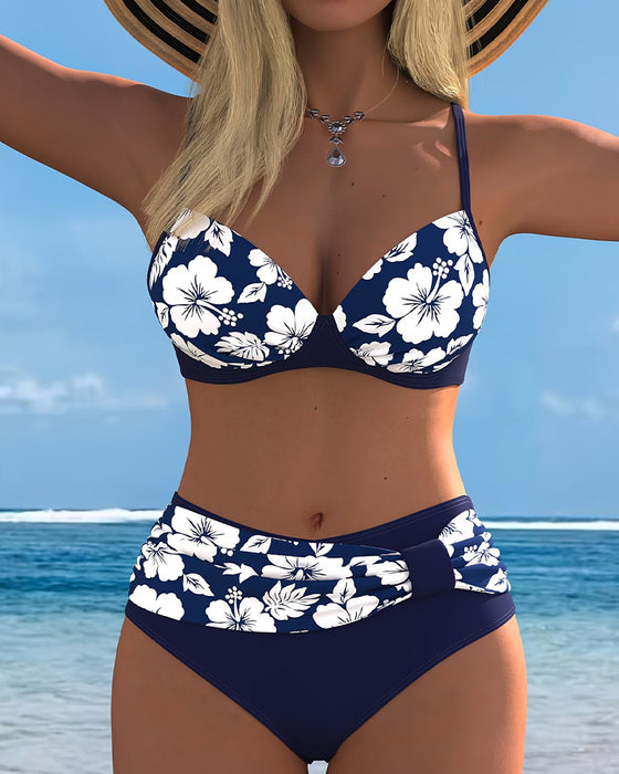 Bikinis Hibiscus Print Zweiteilig