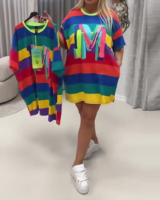 Kleid Regenbogen Gestreift Buchstabe