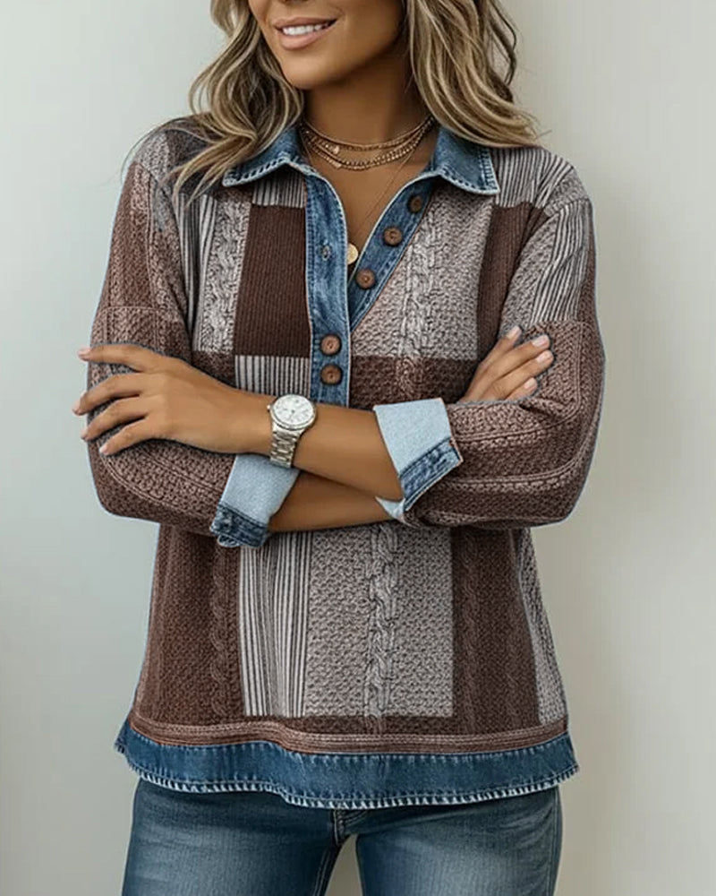 Sweatshirt mit langen Ärmeln und Colorblock-Print