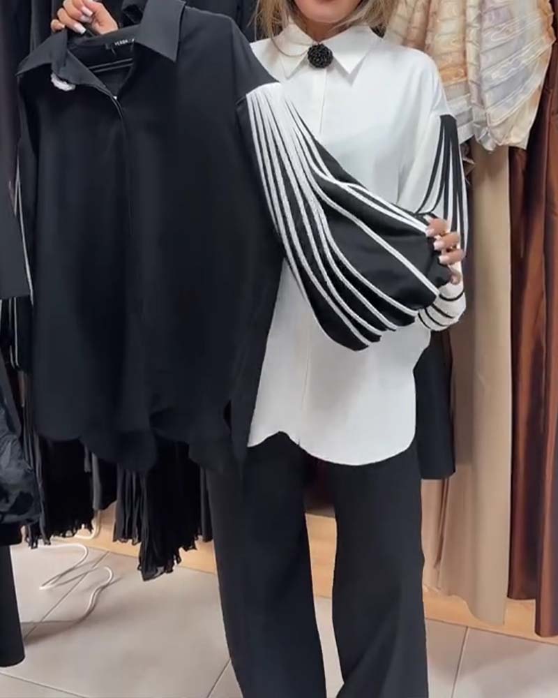 Hemd Kontrast Linie Langarm