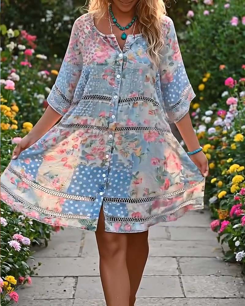 Kleid Loose Fit Blumenprint