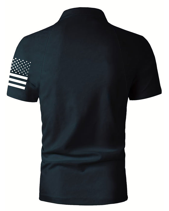 T-Shirt Kragen Sterne Und Streifen Kurzarm