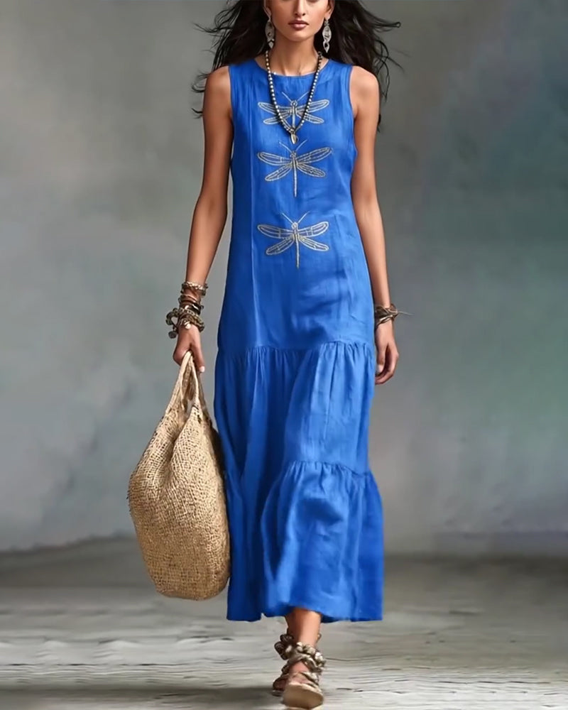 Kleid A-Saum Ärmellos Lang