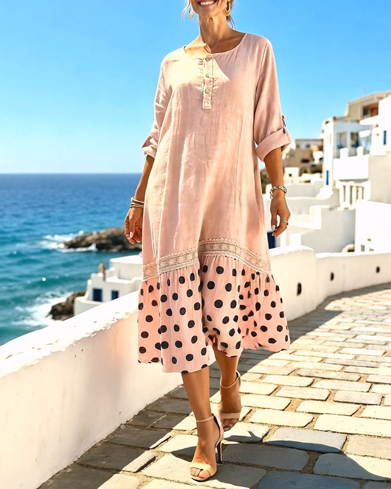 Kleid Gepunktet Modisch Locker