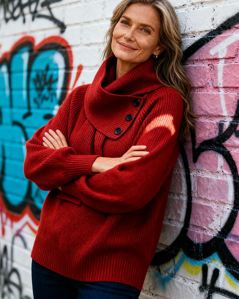 Pullover Schalkragen Mode uni