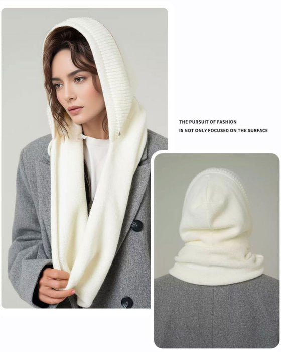 Großhandel Einfarbiger Gestrickter Kapuzenschal