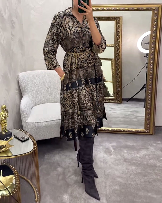 Legeres Hemd mit Print, Knopfleiste und Tasche