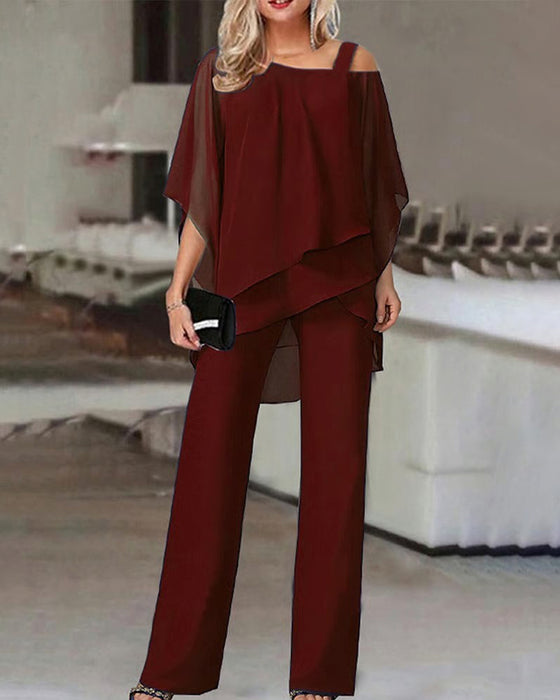Zweiteiliges Set Off-Shoulder Fledermausärmel