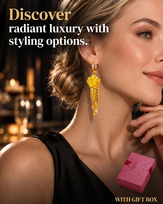 Goldblumen-Ohrringe Mit Quasten