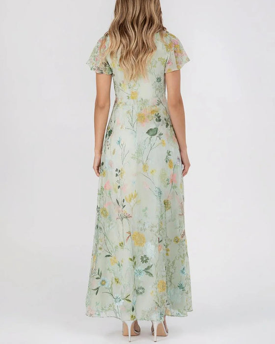 Kleid Rüsche Blumen Print