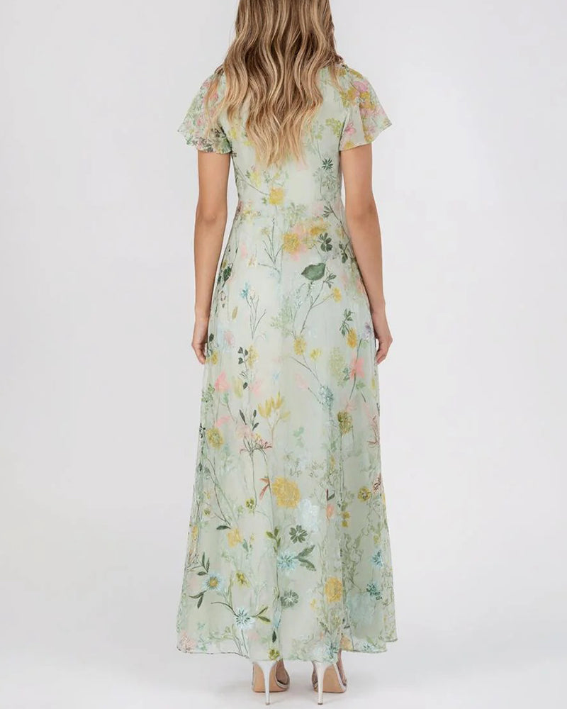 Kleid Rüsche Blumen Print