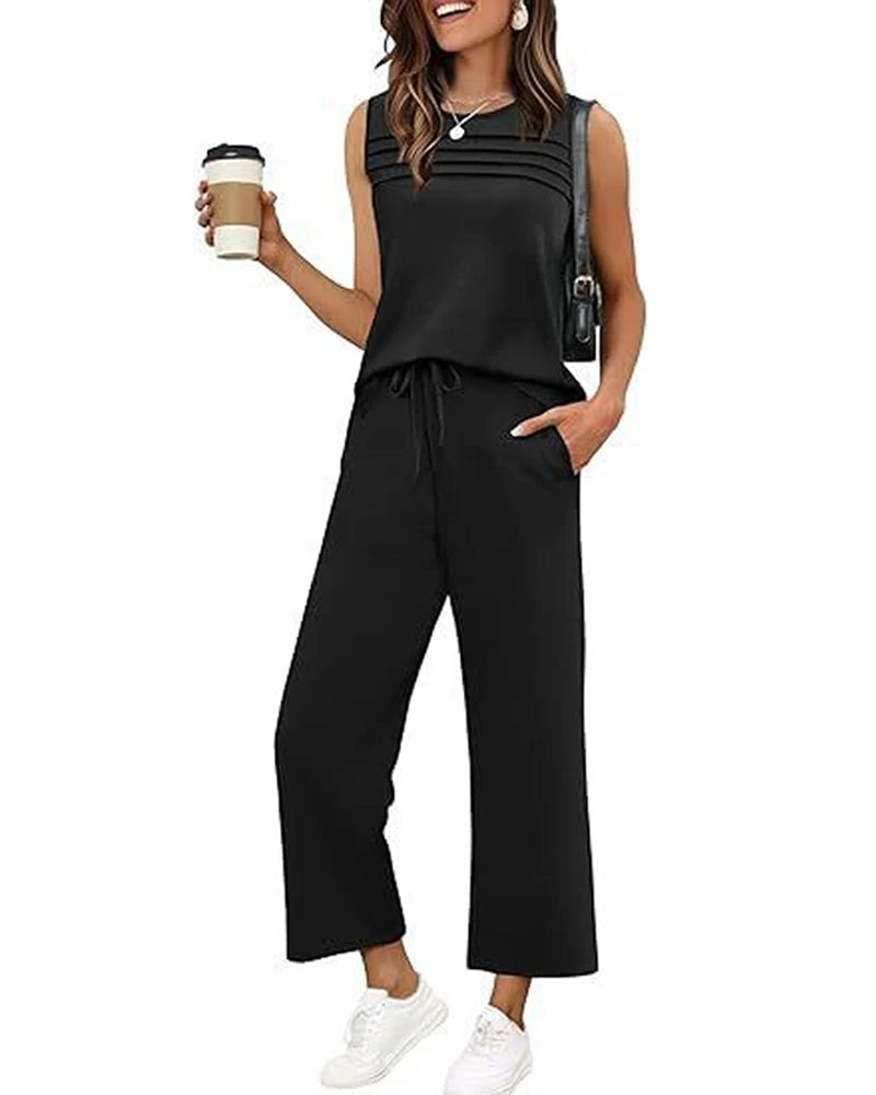 Zweiteiliges Set Plissierte Weste Top