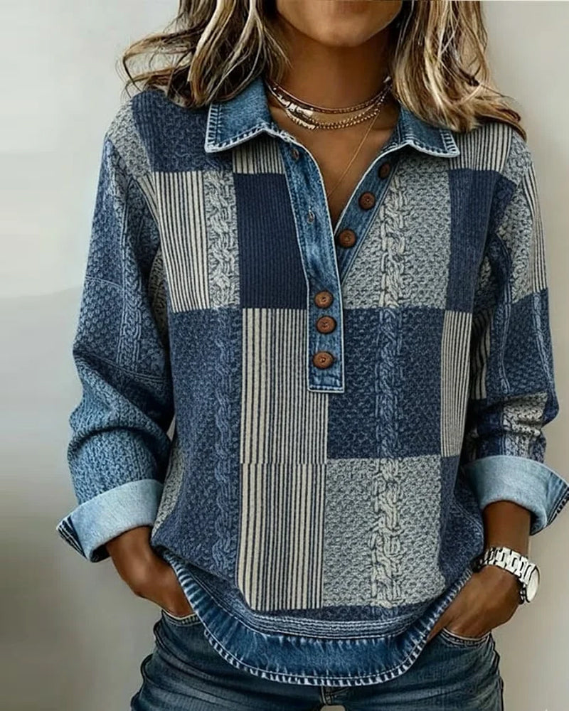 Sweatshirt mit langen Ärmeln und Colorblock-Print