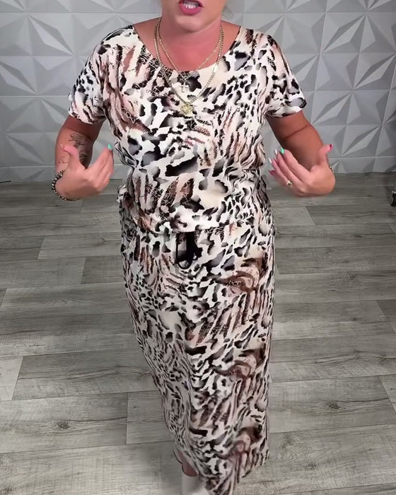 Kleid Rundhals Zebramuster