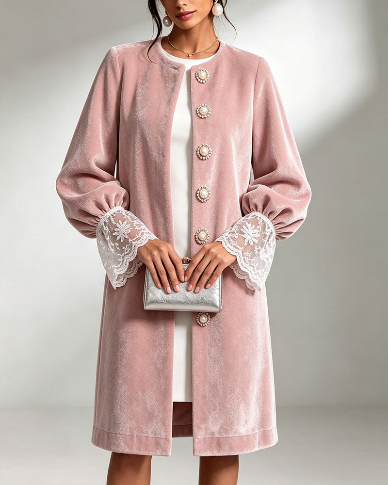 Jacke Patchwork Ärmel Knopf Trendy