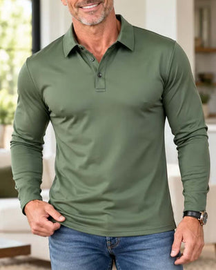 Langärmeliges Poloshirt Mit Kragen Und Knopfleiste Für Herren