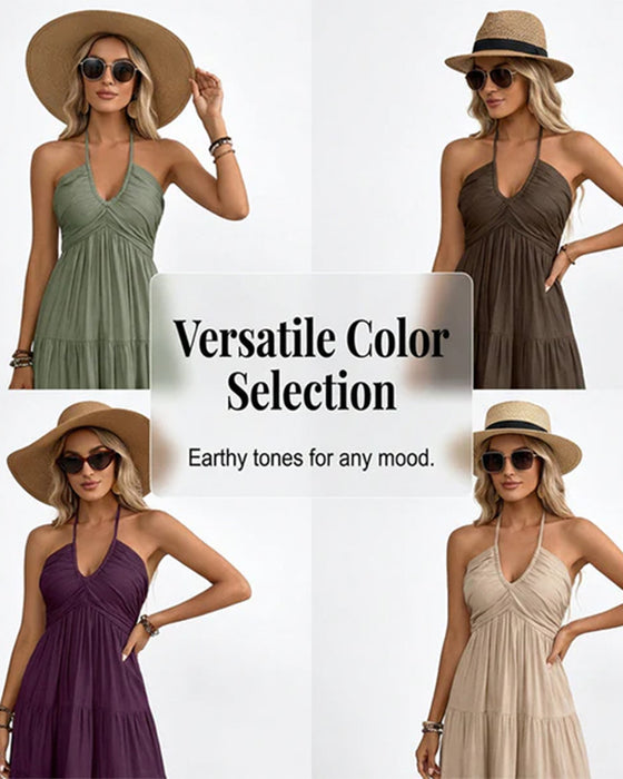 Kleid Neckholder Bandeau Mehrlagige Rüsche