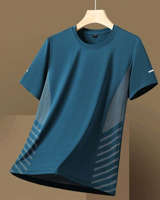T-Shirt Seitenstreifen Herren Eis Seide