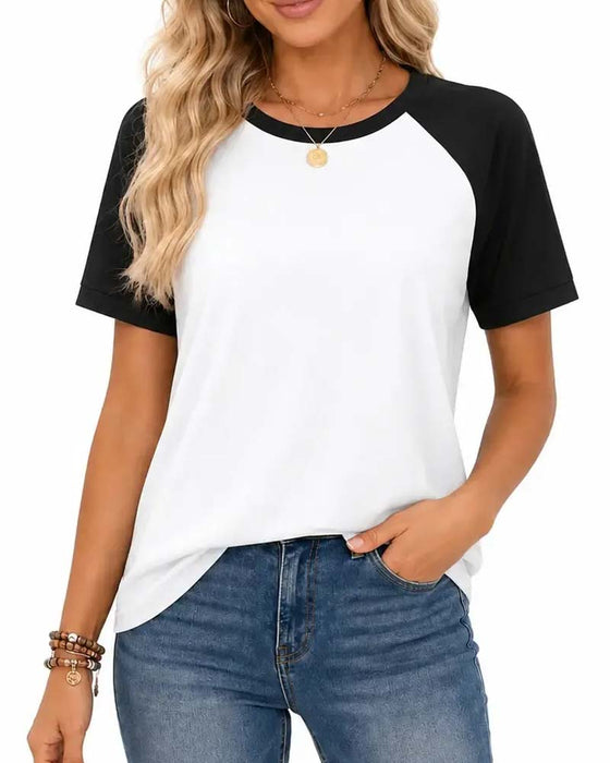 T-Shirt Rundhals Farbblock Raglanärmel
