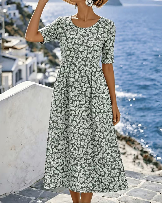Kleid Rundhals Lässig A-Linie