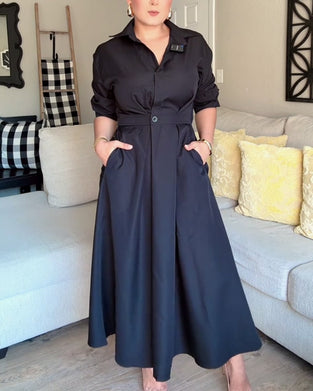 Hemdkleid mit Revers und Taille