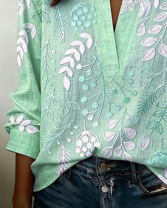 Bluse Mit Blumenmuster Und Stehkragen