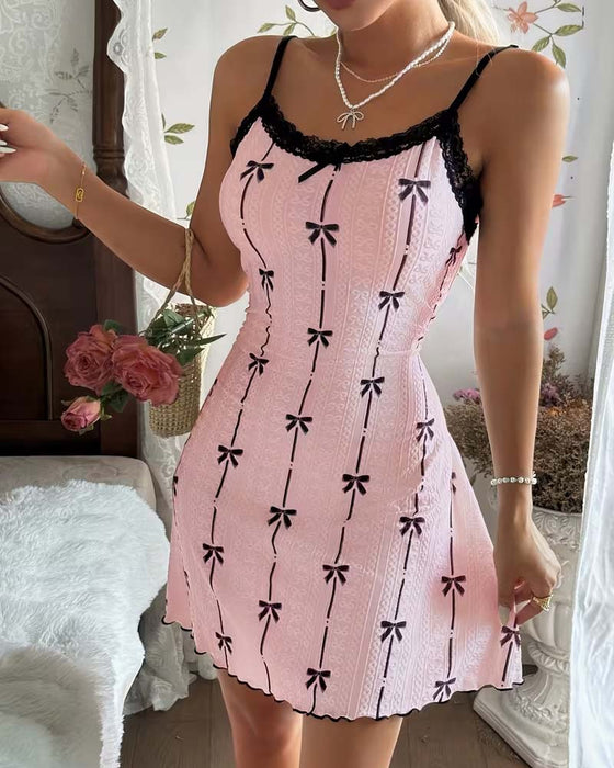 Schlafkleid Spitze Schleife Druck
