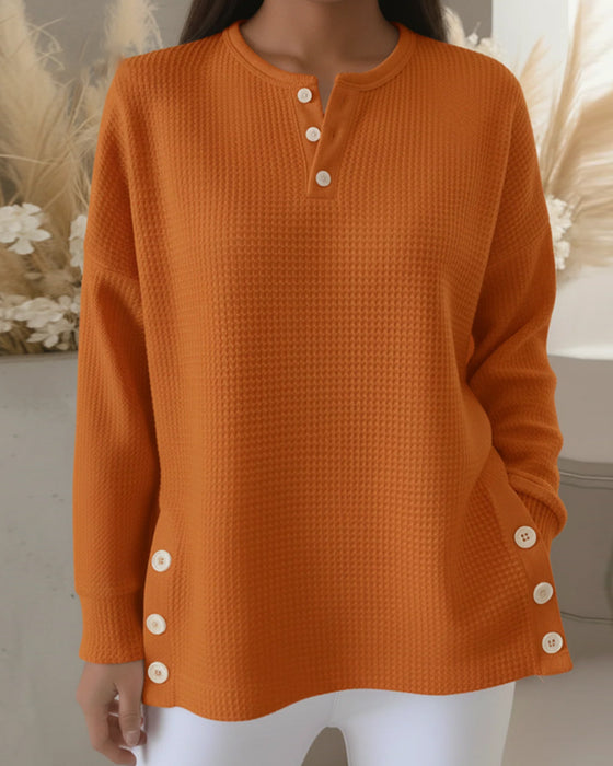 Modisches Sweatshirt Im Waffelmuster, Lässig
