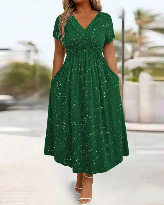 Kleid Knoten V-Ausschnitt A-Linie