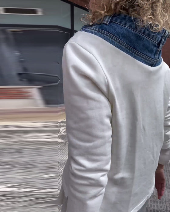 Sweatshirt casual Denim Patchwork