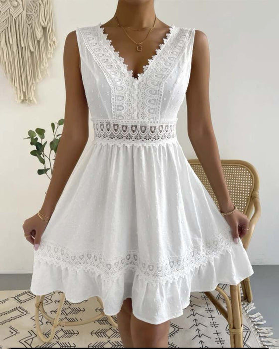 Kleid einfarbig Spitze rückenfrei
