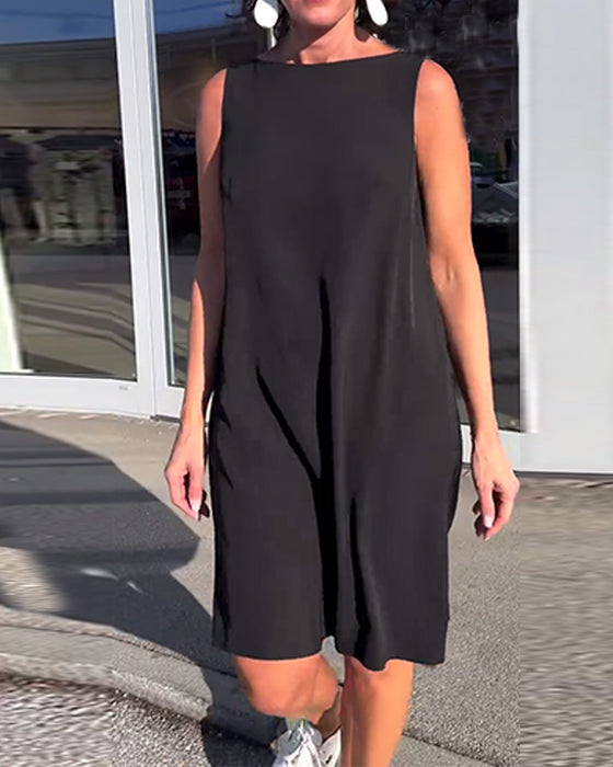 Kleid ärmellos einfarbig Shift