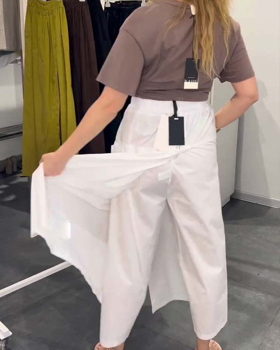 Hose Lässig Schürze Stil Knöchellang