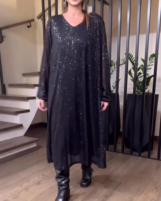 Modisches uni Kleid mit V-Ausschnitt