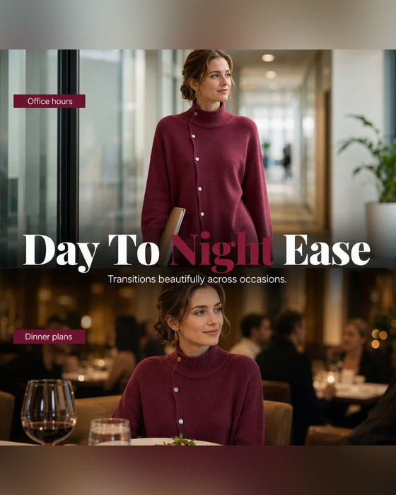 Strickjacke Turtleneck Einreihig Geknöpft