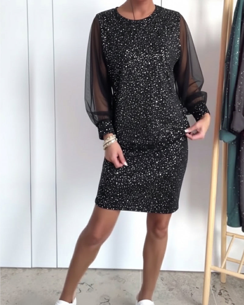 Modisches langärmliges funkelndes Bodycon-Kleid