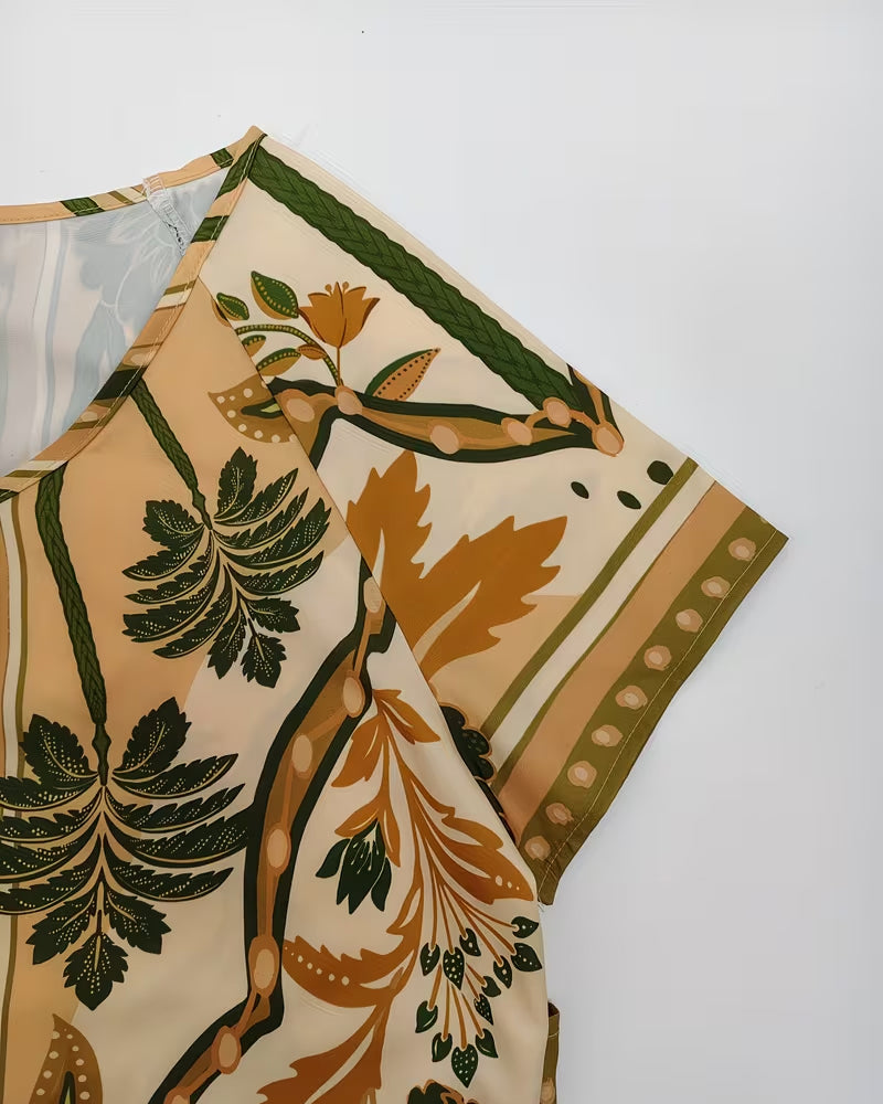 Kleid Tropischer Blumenprint Loose Fit A-Linie Kleid