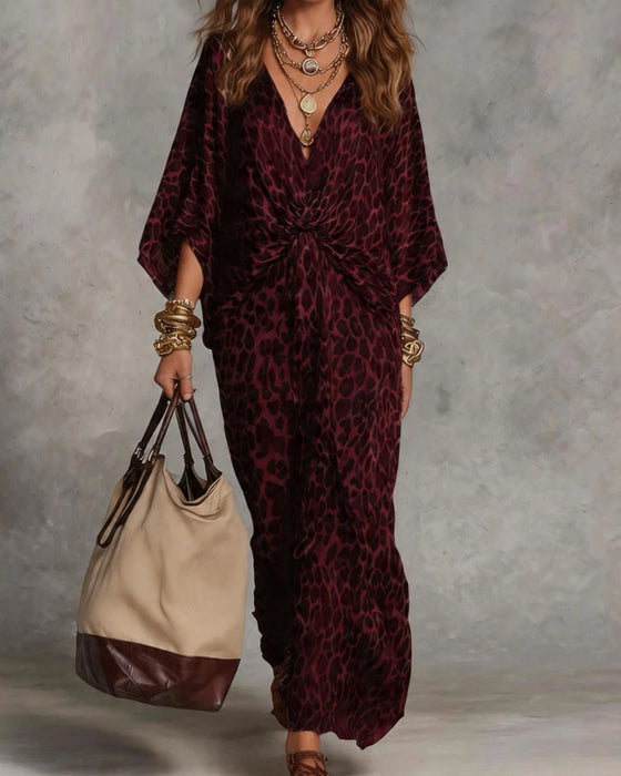 Kleid Trendy Leopard Fledermausärmel