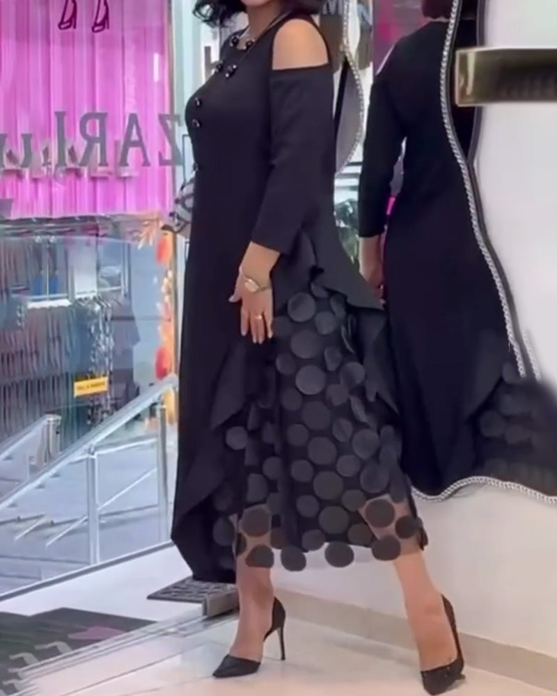 Kleid Offen Schulter Modisch Patchwork