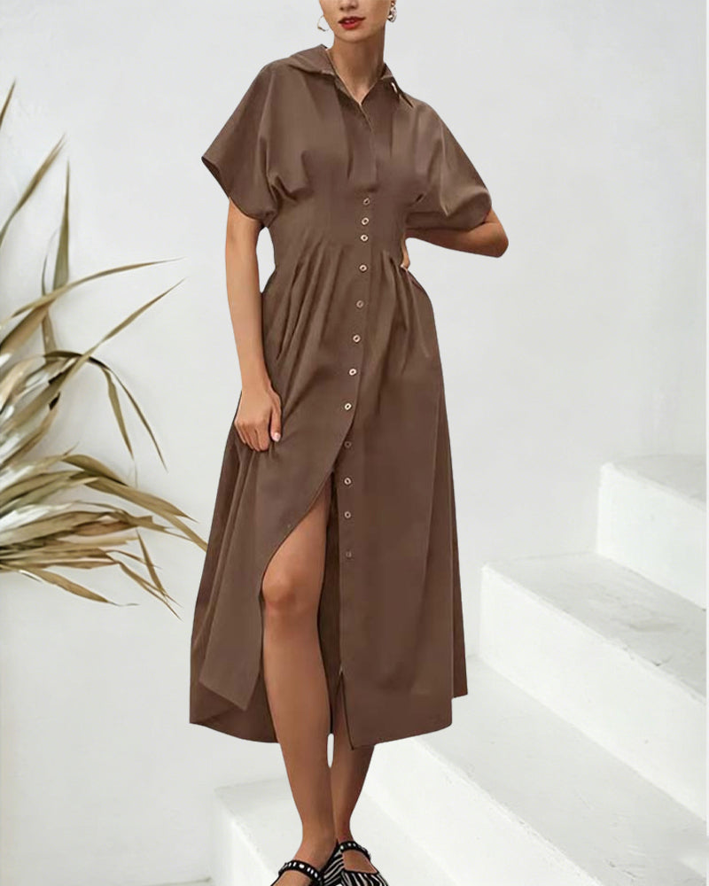 Kleid Einreihig Tailliert Hemd